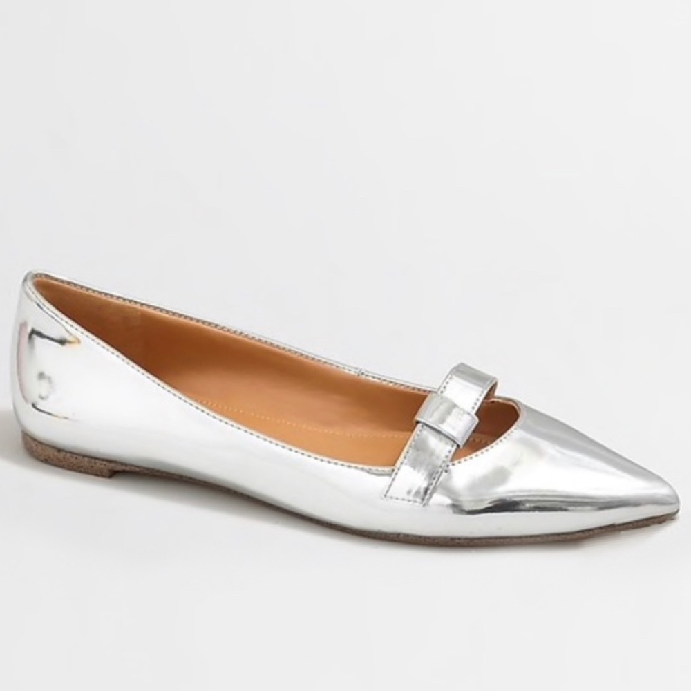 J. Crew | Metallic Mirror Amelia Pointed Flats
